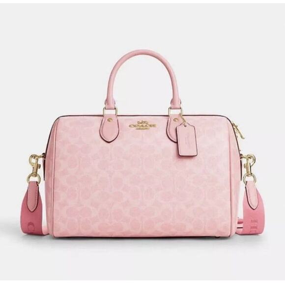 NWT Coach Rowan Large Satchel Bag In Signature Canvas CAO77 /powder pink - Picture 10 of 10